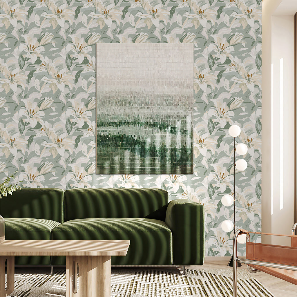 Boovira Peel and Stick Wallpaper,Vintage Boho Green and White Floral Wallpaper,Vinyl Waterproof Self-Adhesive Contact Wall Paper for Kitchen Bedroom Wall Cabinet Drawers Liner,17.3"x78.7",CA28-2