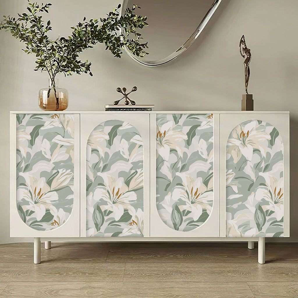 Boovira Peel and Stick Wallpaper,Vintage Boho Green and White Floral Wallpaper,Vinyl Waterproof Self-Adhesive Contact Wall Paper for Kitchen Bedroom Wall Cabinet Drawers Liner,17.3"x78.7",CA28-2