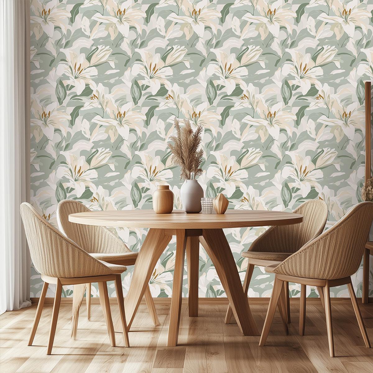 Boovira Peel and Stick Wallpaper,Vintage Boho Green and White Floral Wallpaper,Vinyl Waterproof Self-Adhesive Contact Wall Paper for Kitchen Bedroom Wall Cabinet Drawers Liner,17.3"x78.7",CA28-2