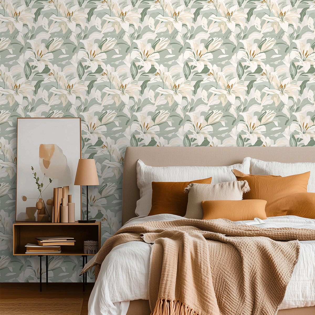 Boovira Peel and Stick Wallpaper,Vintage Boho Green and White Floral Wallpaper,Vinyl Waterproof Self-Adhesive Contact Wall Paper for Kitchen Bedroom Wall Cabinet Drawers Liner,17.3"x78.7",CA28-2