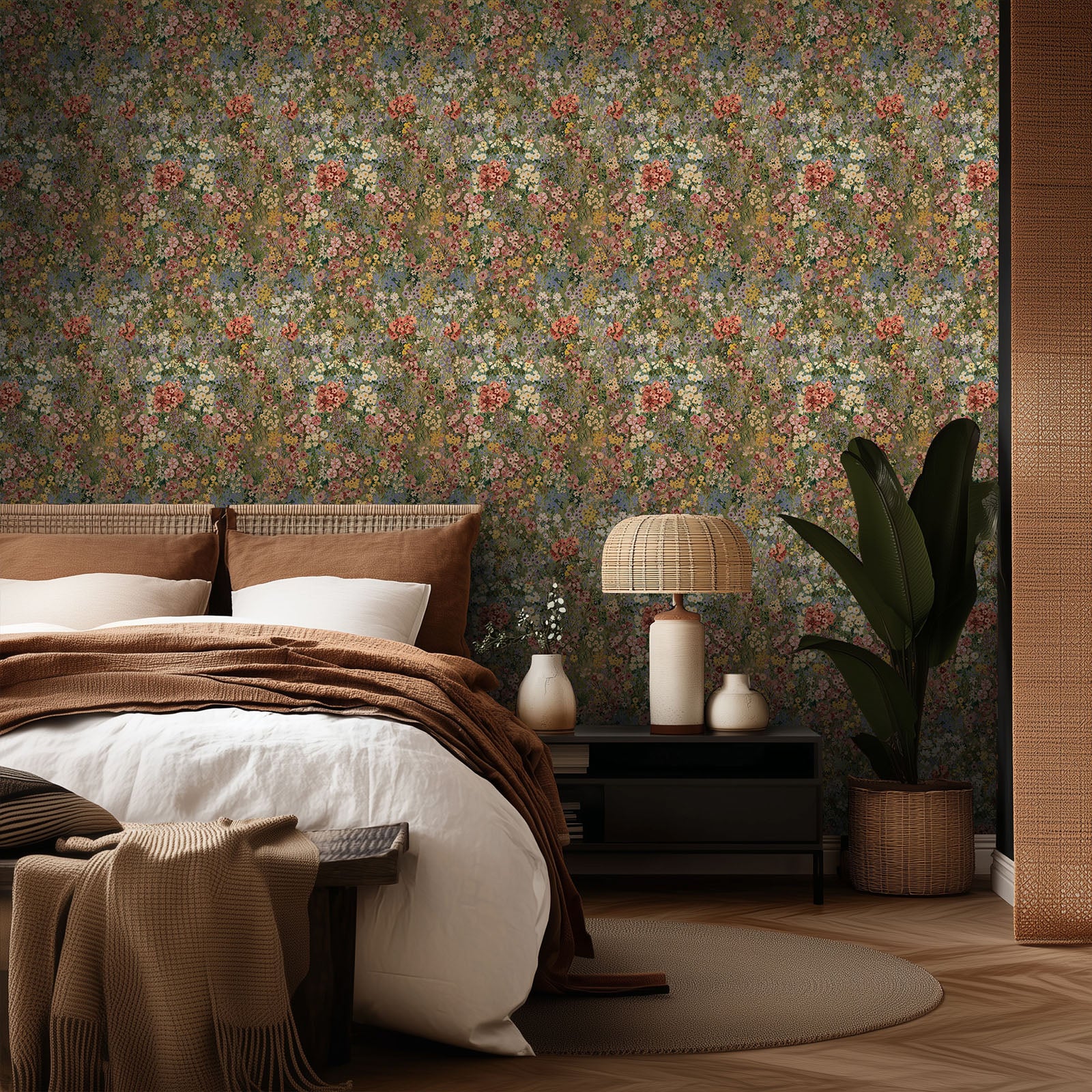 Boovira Floral Peel and Stick Wallpaper, Botanical Vintage Floral Removable Wallpaper for Bedroom Bathroom Kitchen Cabinets – Renter Friendly Spring Garden Self Adhesive Wall Paper Decor 17.3"x78.7"