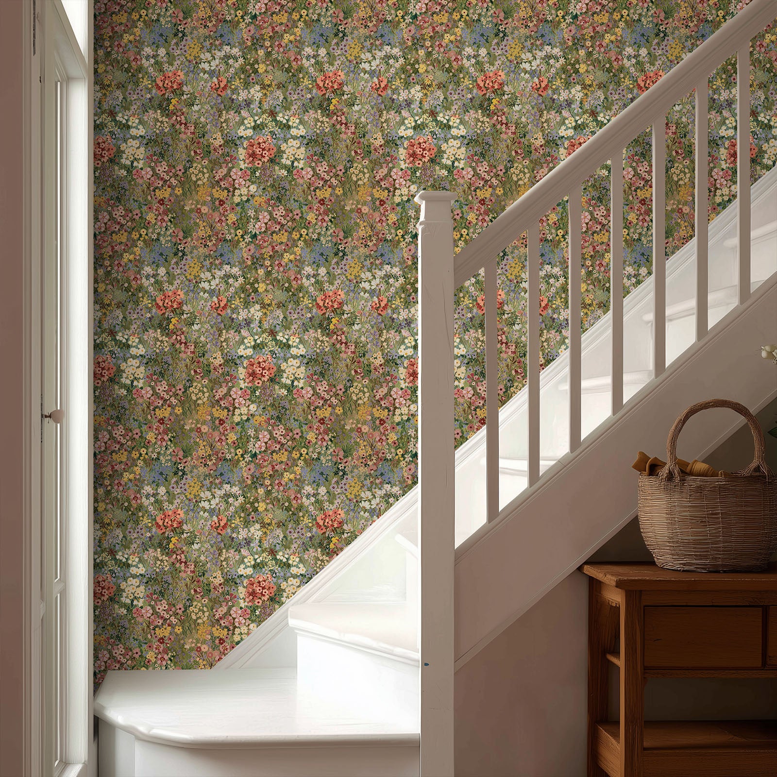 Boovira Floral Peel and Stick Wallpaper, Botanical Vintage Floral Removable Wallpaper for Bedroom Bathroom Kitchen Cabinets – Renter Friendly Spring Garden Self Adhesive Wall Paper Decor 17.3"x78.7"