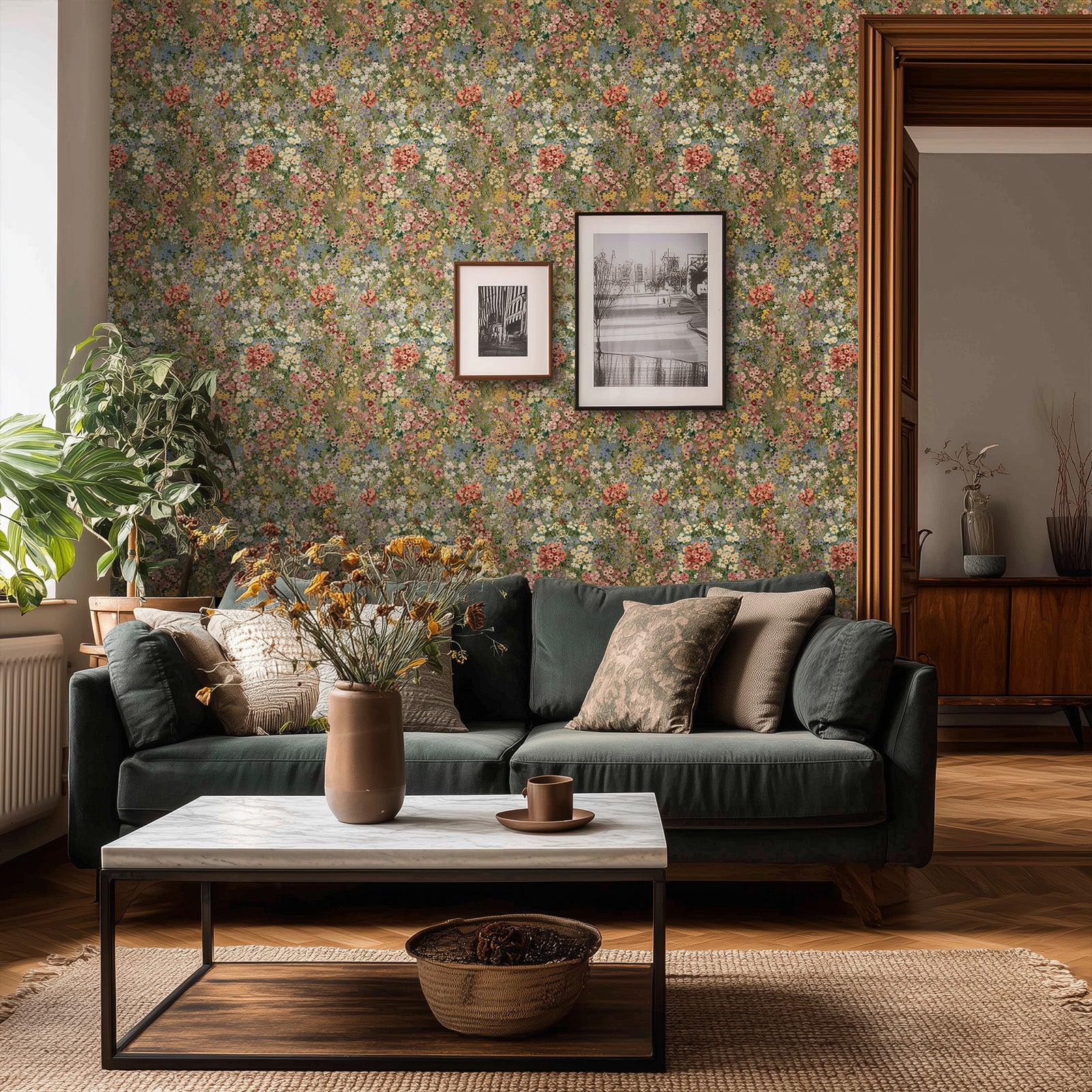 Boovira Floral Peel and Stick Wallpaper, Botanical Vintage Floral Removable Wallpaper for Bedroom Bathroom Kitchen Cabinets – Renter Friendly Spring Garden Self Adhesive Wall Paper Decor 17.3"x78.7"