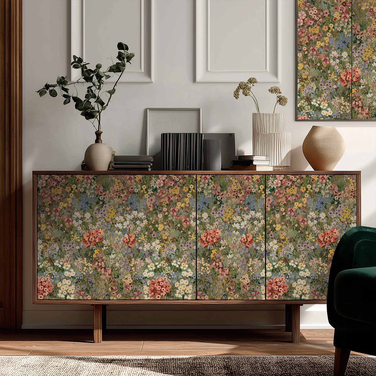 Boovira Floral Peel and Stick Wallpaper, Botanical Vintage Floral Removable Wallpaper for Bedroom Bathroom Kitchen Cabinets – Renter Friendly Spring Garden Self Adhesive Wall Paper Decor 17.3"x78.7"