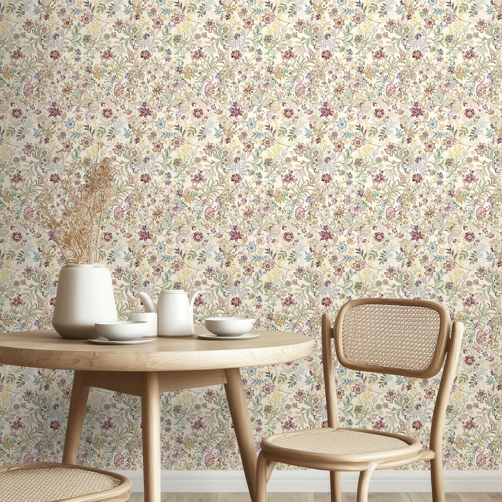 Boovira Vintage Floral Peel and Stick Wallpaper – Elegant Botanical Floral Removable Wall Paper, Renter Friendly Self Adhesive Wallpaper for Bedroom, Bathroom, Kitchen & Cabinets Decor 17.3"x393"