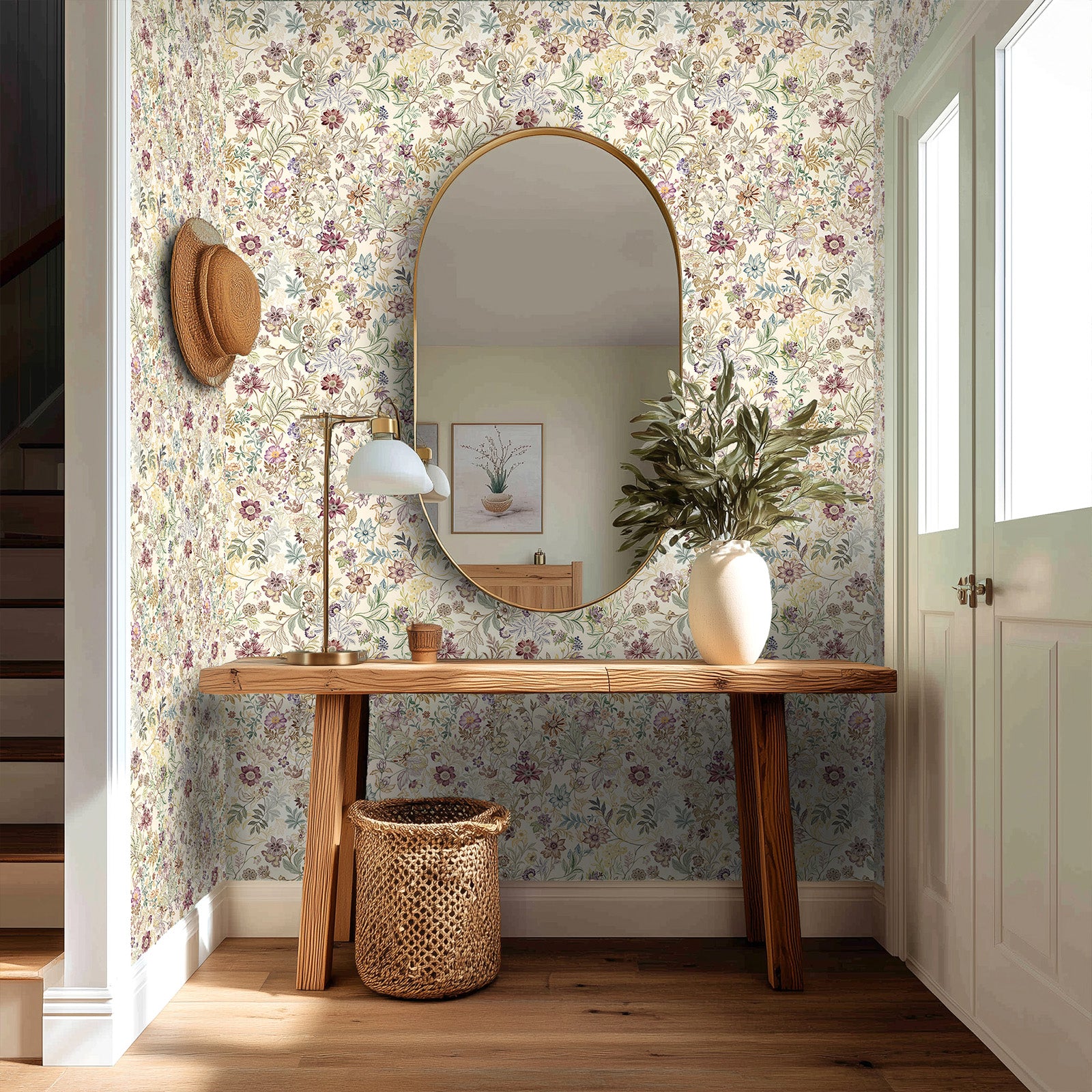 Boovira Vintage Floral Peel and Stick Wallpaper – Elegant Botanical Floral Removable Wall Paper, Renter Friendly Self Adhesive Wallpaper for Bedroom, Bathroom, Kitchen & Cabinets Decor 17.3"x393"