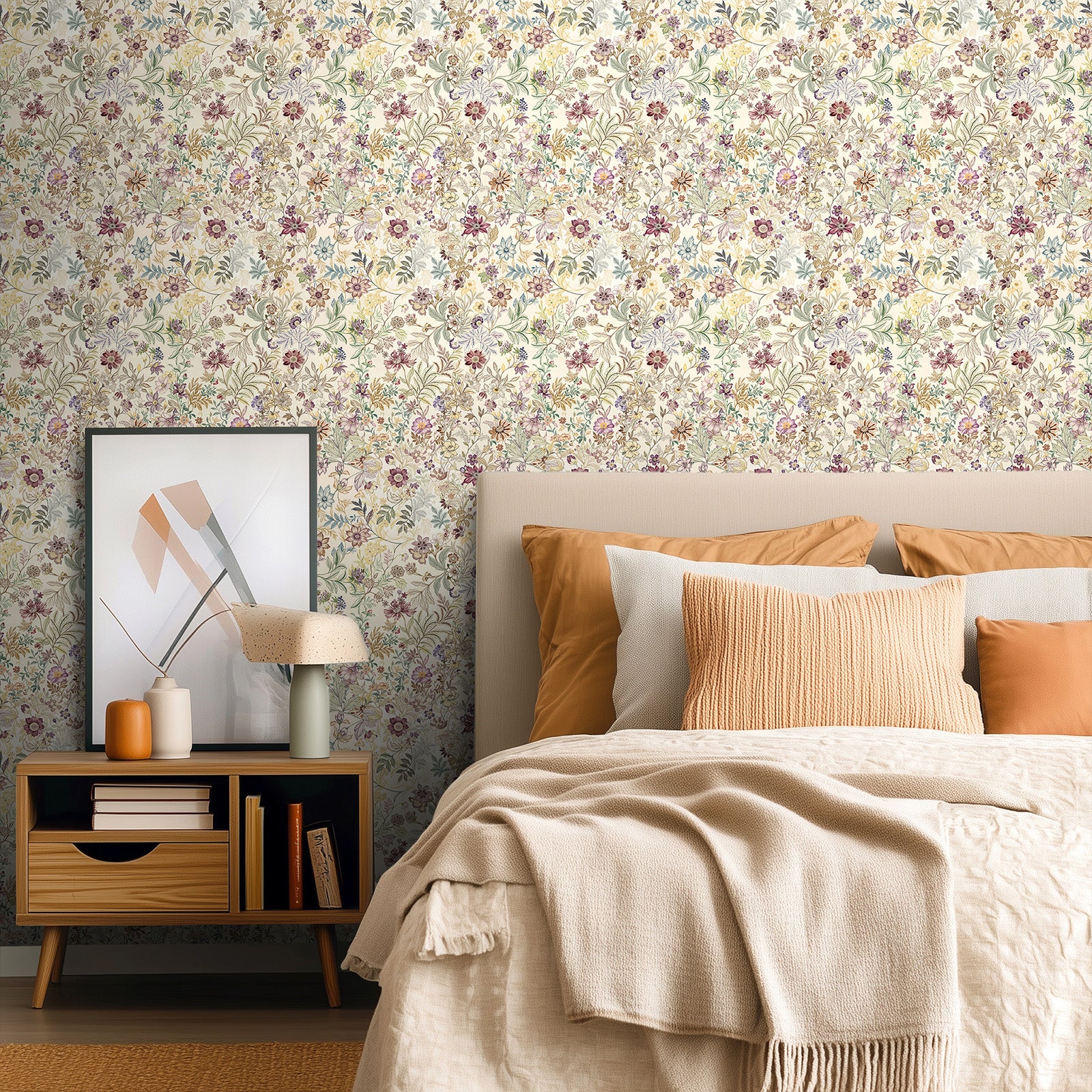 Boovira Vintage Floral Peel and Stick Wallpaper – Elegant Botanical Floral Removable Wall Paper, Renter Friendly Self Adhesive Wallpaper for Bedroom, Bathroom, Kitchen & Cabinets Decor 17.3"x393"