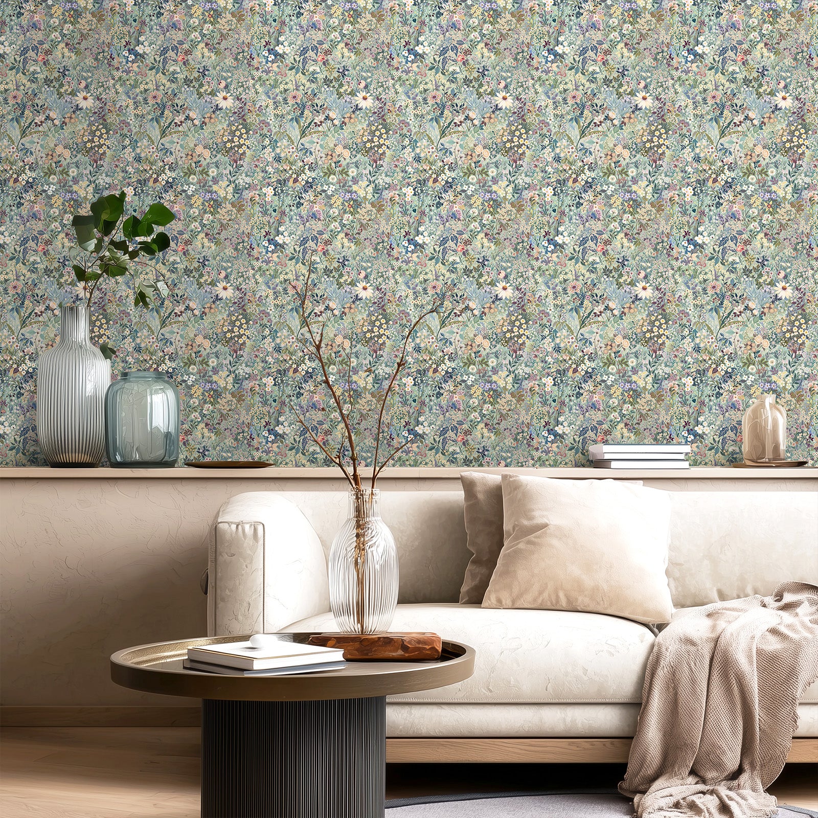 Boovira Vintage Floral Peel and Stick Wallpaper – Elegant Botanical Floral Removable Wall Paper, Renter Friendly Self Adhesive Wallpaper for Bedroom, Bathroom, Kitchen & Cabinets Decor 17.3"x197"