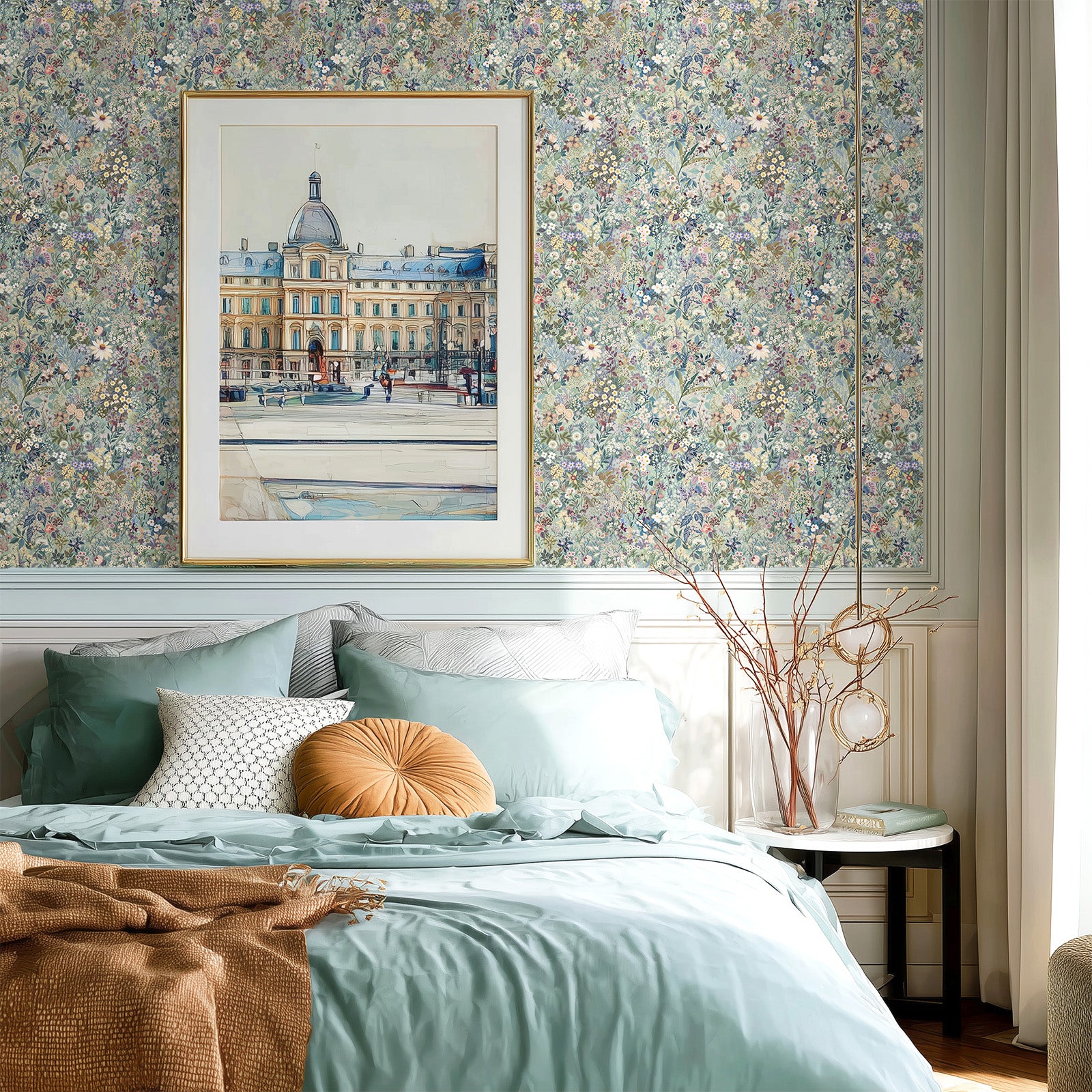 Boovira Vintage Floral Peel and Stick Wallpaper – Elegant Botanical Floral Removable Wall Paper, Renter Friendly Self Adhesive Wallpaper for Bedroom, Bathroom, Kitchen & Cabinets Decor 17.3"x197"