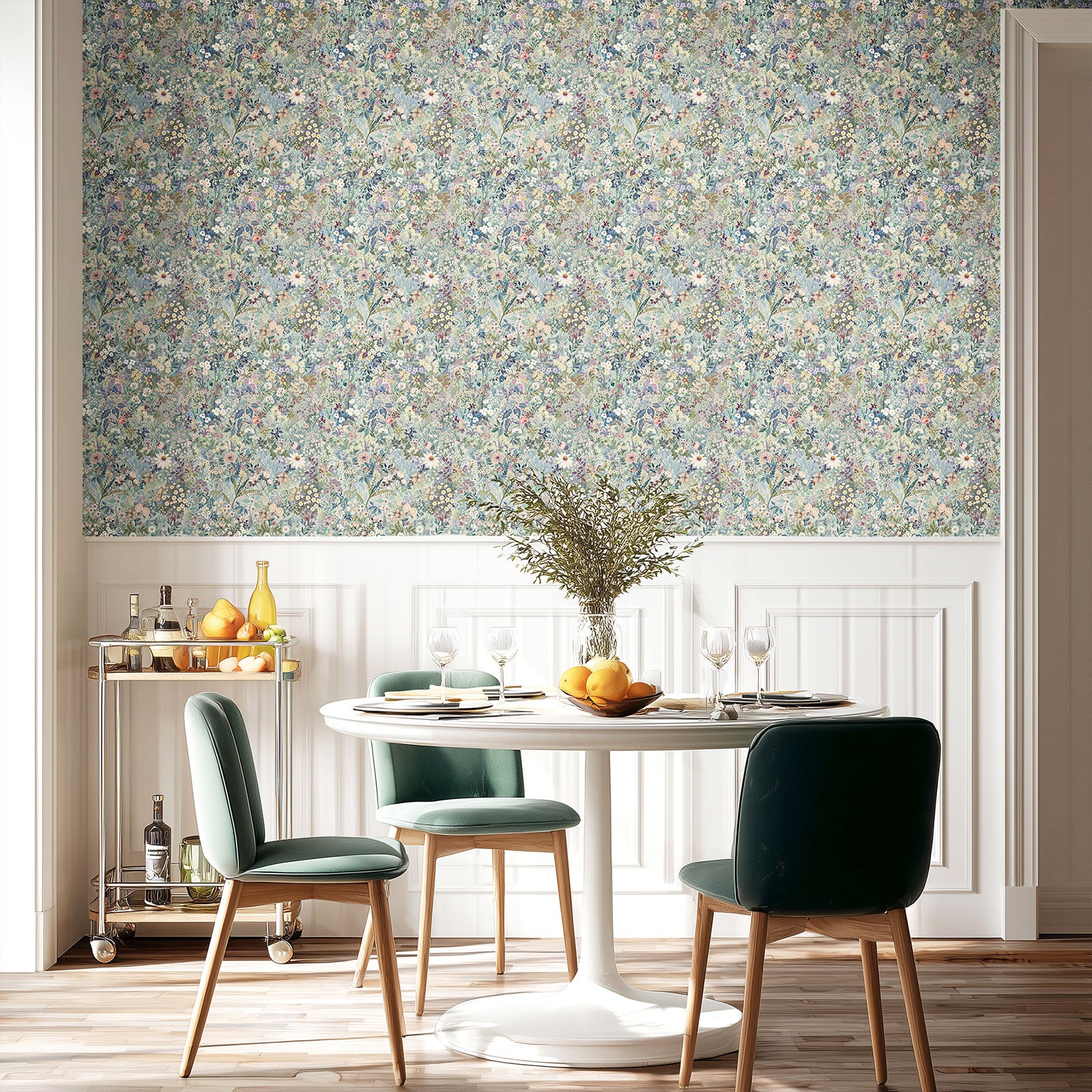 Boovira Vintage Floral Peel and Stick Wallpaper – Elegant Botanical Floral Removable Wall Paper, Renter Friendly Self Adhesive Wallpaper for Bedroom, Bathroom, Kitchen & Cabinets Decor 17.3"x197"