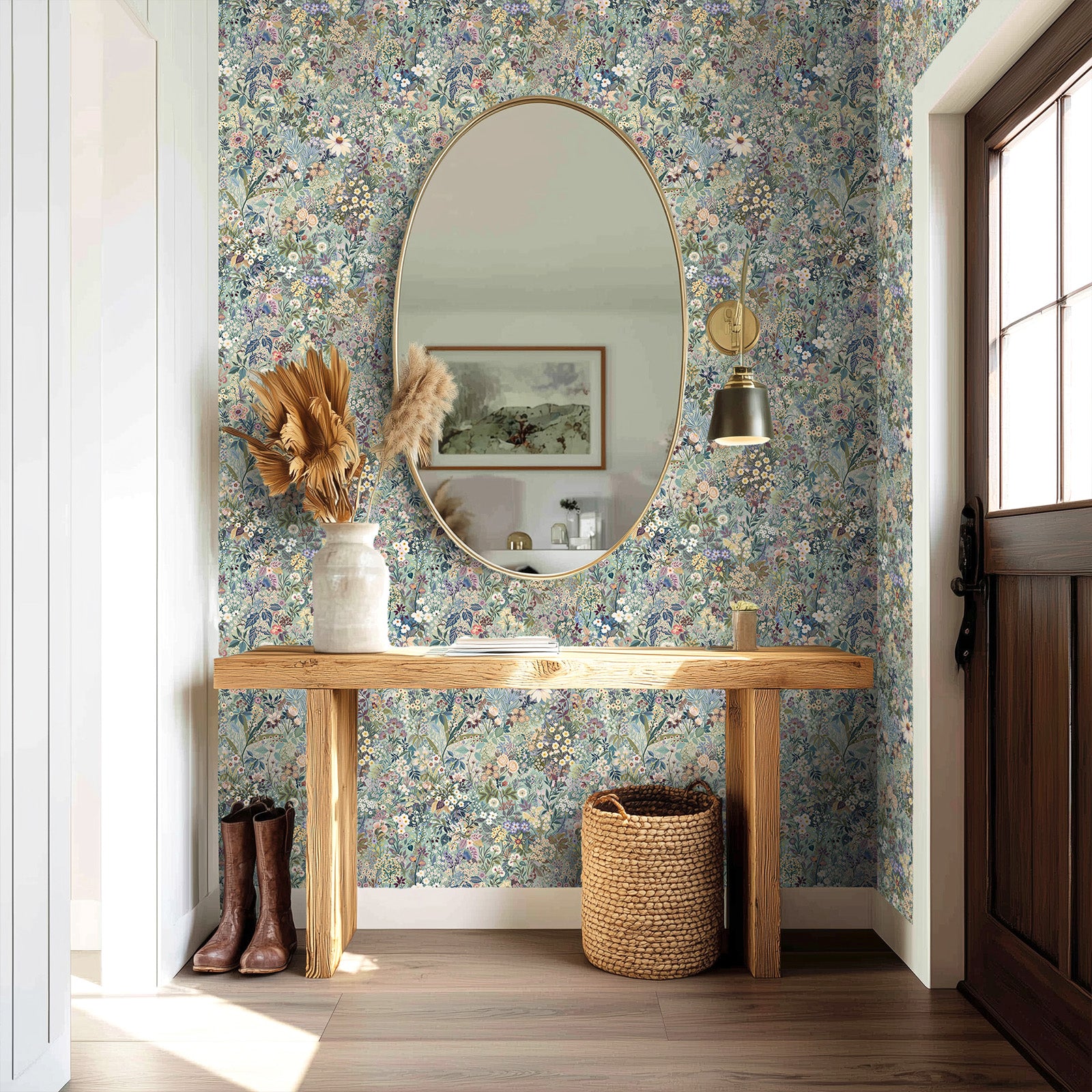 Boovira Vintage Floral Peel and Stick Wallpaper – Elegant Botanical Floral Removable Wall Paper, Renter Friendly Self Adhesive Wallpaper for Bedroom, Bathroom, Kitchen & Cabinets Decor 17.3"x197"