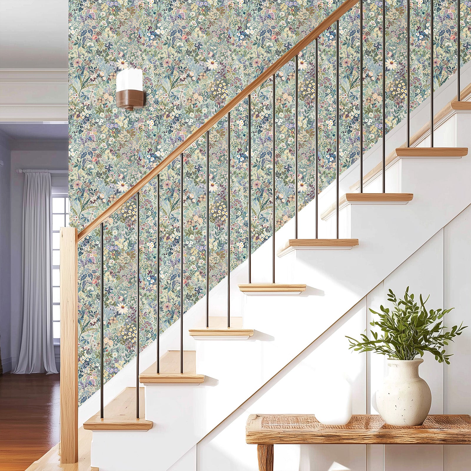 Boovira Vintage Floral Peel and Stick Wallpaper – Elegant Botanical Floral Removable Wall Paper, Renter Friendly Self Adhesive Wallpaper for Bedroom, Bathroom, Kitchen & Cabinets Decor 17.3"x197"