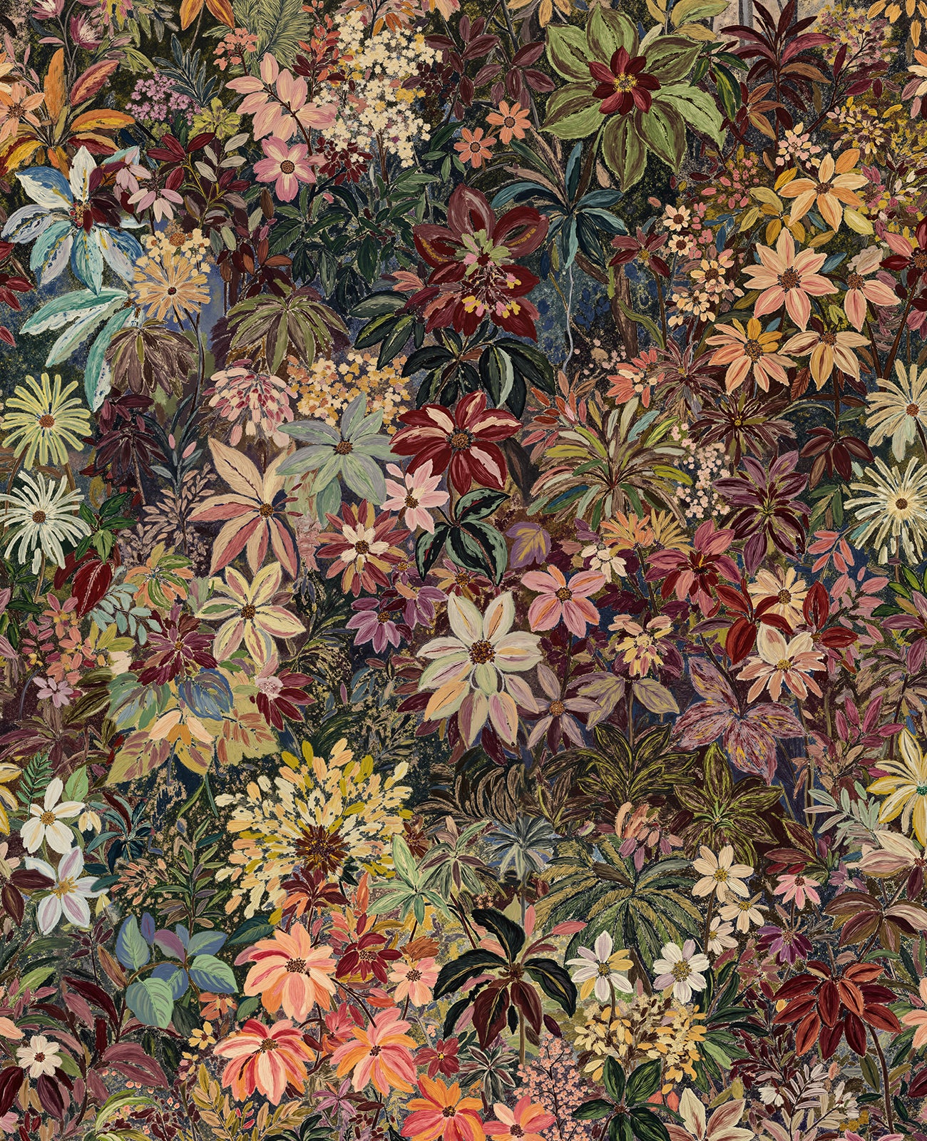 Boovira Dark Floral Peel and Stick Wallpaper – Vintage Botanical Self Adhesive Wall Paper, Removable and Renter Friendly Boho Wallpaper for Bedroom, Bathroom, Kitchen Cabinet & Home Decor 17.3"x78.7"